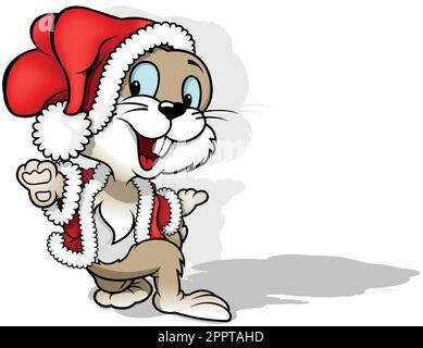 Adorable Bunny in a Santa Claus Costume Stock Vector
