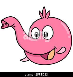 smiley elephant emoticon with long trunk, doodle kawaii. doodle icon image Stock Vector