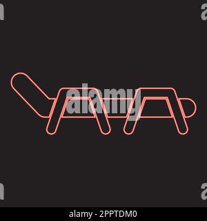Neon beach chair chaise longue beach bed red color vector illustration image flat style Stock Vector