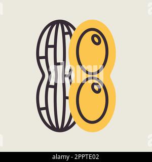Peanut isolated design vector icon. Vegetable sign Stock Vector