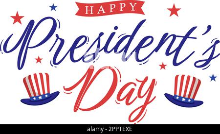Happy Presidents Day with Stars and USA Flag for the President of America Suitable for Poster in Flat Cartoon Hand Drawn Templates Illustration Stock Vector