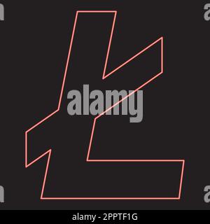 Neon litecoin red color vector illustration image flat style Stock Vector