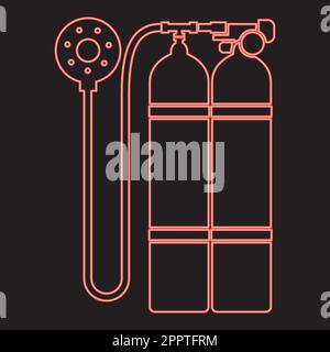 Neon aqualung scuba red color vector illustration image flat style Stock Vector