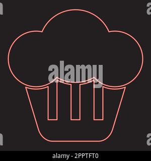 Neon cupcake red color vector illustration image flat style Stock Vector