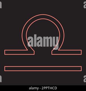 Neon libra symbol zodiac red color vector illustration image flat style Stock Vector
