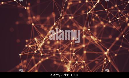 Abstract plexus communication and technology network background with moving lines and dots. Stock Photo