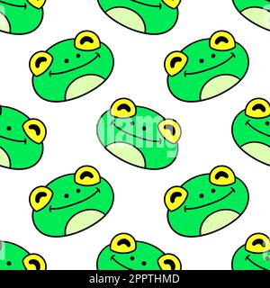frog head pattern seamless textile print. repeat pattern background design Stock Vector