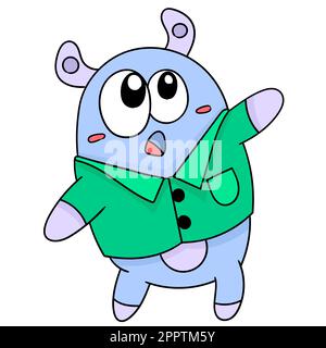 a cute creature with a gawked expression in awe, doodle icon image Stock Vector