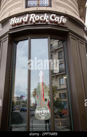 lyon , Aura France - 04 20 2023 : Hard Rock Cafe logo text and sign brand signboard coffee shop Stock Photo