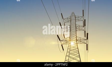 Transmission tower transfering electricity concept Stock Photo