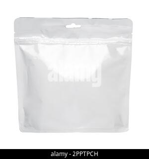 White plastic pouch bag isolated on white, Stock Photo