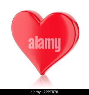 Simple red heart icon isolated on white background. 3D rendering illustration. Stock Photo