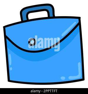 briefcase in blue, doodle icon image kawaii Stock Vector