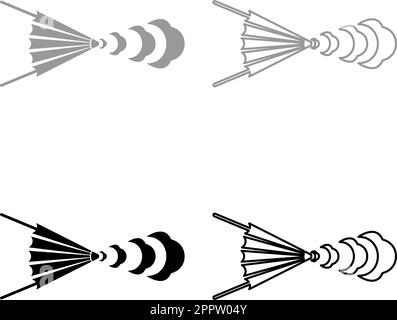 Bellows blacksmith wind vintage set icon grey black color vector illustration image solid fill outline contour line thin flat style Stock Vector