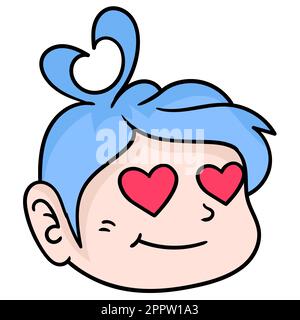 head emoticon with face in love admire, doodle icon image kawaii Stock Vector