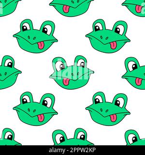 mocking frog head seamless pattern textile print. repeat pattern background design Stock Vector