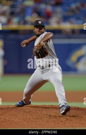 Houston Astros relief pitcher Ronel Blanco looks skyward after a double  play ball during the ninth inning of a baseball game against the San  Francisco Giants, Tuesday, May 2, 2023, in Houston. (