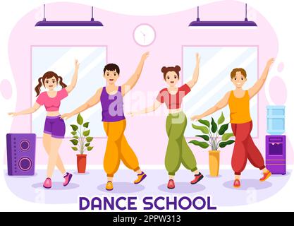 Dance School Illustration of People Dancing or Choreography with Music ...