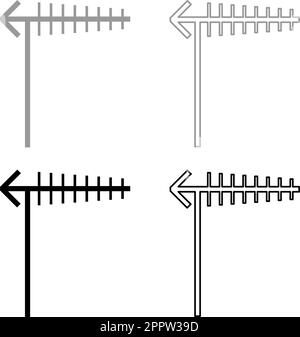TV antenna Television aerials broadcast concept telecommunication set icon grey black color vector illustration image solid fill outline contour line thin flat style Stock Vector