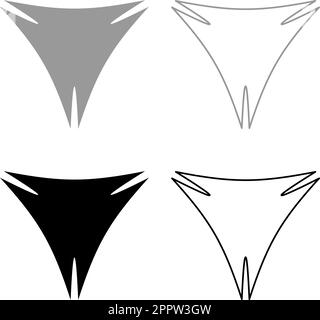 Triangle abstract shape for banner superhero sign set icon grey black color vector illustration image solid fill outline contour line thin flat style Stock Vector