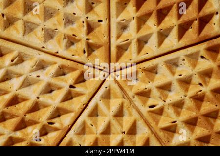 Extreme close up textured corners of waffles Stock Photo