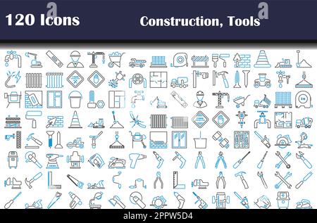120 Icons Of Construction, Tools Stock Vector