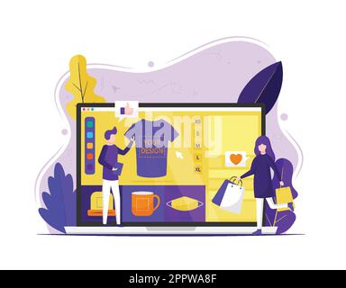 T-shirt printing online services vector illustration Stock Vector