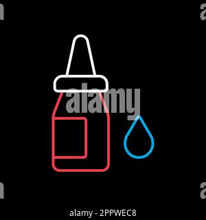 Eye drops vector icon on black background. Nasal drops Stock Vector