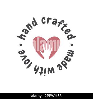 Handmade with love and heart vector label Stock Vector