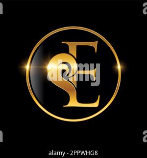 Golden Cursive Luxury Monogram Logo Initial Letter E Stock Vector