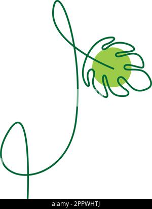 K letter logo design with Monstera leaf one line drawing on a pink ...
