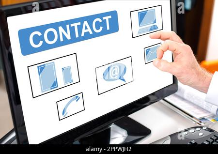 Contact concept shown on a computer screen Stock Photo