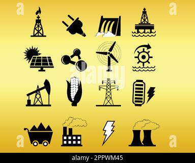 Nuclear Power Plant Icons White On Black Flat Design Circle Set Big ...