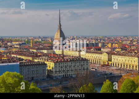 Cityscape with La Mole Antonelliana, Turin, Piedmont, Italy Stock Photo