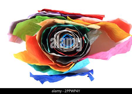 crumpled color papers isolated on the white background Stock Photo