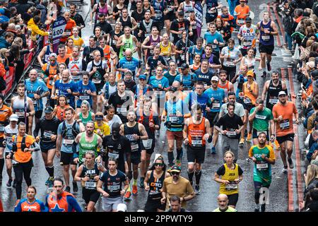 A Crowd of Runners in the 2023 London Marathon Stock Photo