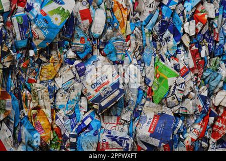 drink covers from recycle industry as background Stock Photo