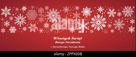 Merry Christmas and Happy New year vector greeting in Polish language. Stock Vector
