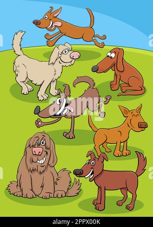 cartoon dogs animal characters group coloring page Stock Vector Image ...