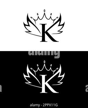 Wings and Crown Monogram Logo Initial Letter K Stock Vector