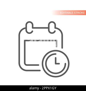 Calendar and clock line vector icon Stock Vector