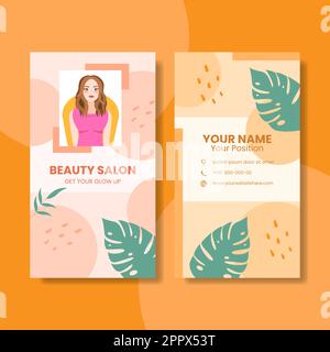 Beauty Salon Card Vertical Template Flat Cartoon Background Vector Illustration Stock Vector