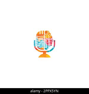 Brain podcast logo design. Broadcast entertainment business logo template vector illustration. Stock Vector