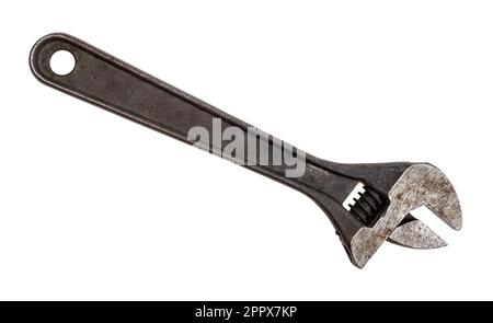 used steel adjustable wrench isolated on white background Stock Photo
