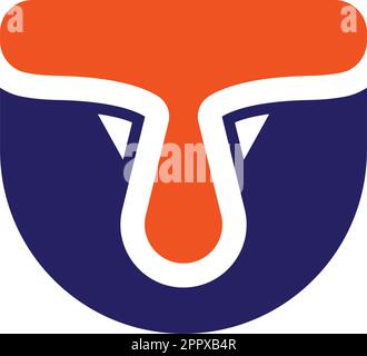 taurus or letter t icon vector concept design template Stock Vector