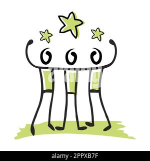 Stickman Stick Figure Reaching The Success Star Stock Vector