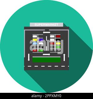 Supermarket Parking Square Icon Stock Vector