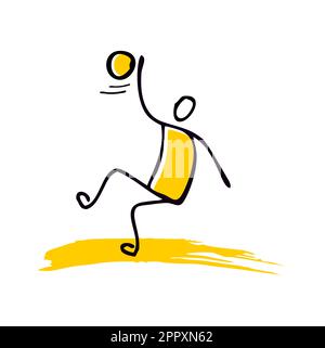 Stickman Stick Figure Playing Football Sport Stock Vector