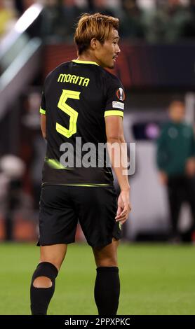 Turin, Italie. 13th Apr, 2023. Hidemasa Morita of Sporting Portugal during the UEFA Europa League, Quarter-finals, 1st leg football match between Juventus Turin and Sporting Portugal on April 13, 2023 at Allianz Stadium in Turin, Italy - Photo Jean Catuffe/DPPI Credit: DPPI Media/Alamy Live News Stock Photo