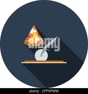 Pizza With Knife Icon Stock Vector